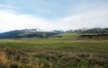 Spectacular panoramic views at Larmar Valley in Yellowstone National Park. Watch wildlife, Bison Buffalo, wolf, pronghorn. Royalty Free Stock Photo