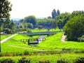 A spectacular park like a labirynth full of pedestrian ways and bridges in Zamosc city in Poland