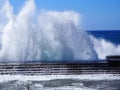 Spectacular powerful ocean waves breaking at Bajamar Tenerife