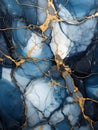 Spectacular realistic texture of blue marble with white and gold veins. Generated by a neural network