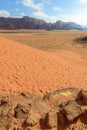 Spectacular Red Sand Dunes at Wadi Rum Royalty Free Stock Photo