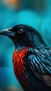 Spectacular Red-Winged Blackbird in Extreme Close-Up.