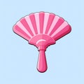 An sleek image of a pink fan with embossed details. The background is a sky blue color, adding Royalty Free Stock Photo