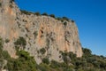 Spectacular rock climbing cliff wall Royalty Free Stock Photo