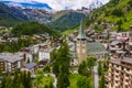 Spectacular landscape of Zermatt valley and Matterhorn peak, Switzerland Royalty Free Stock Photo