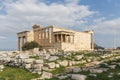 Spectacular sights of the ruins in ancient Greek Acropolis, old temple of parthenon and stone pillar columns Royalty Free Stock Photo