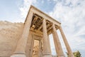 Spectacular sights of the ruins in ancient Greek Acropolis, old temple of parthenon and stone pillar columns Royalty Free Stock Photo