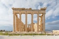 Spectacular sights of the ruins in ancient Greek Acropolis, old temple of parthenon and stone pillar columns Royalty Free Stock Photo