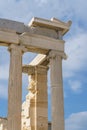 Spectacular sights of the ruins in ancient Greek Acropolis, old temple of parthenon and stone pillar columns Royalty Free Stock Photo