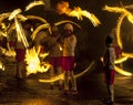 A spectacular site as Fire Ball Dancers perform along a street in Kandy during the Esala Perahera great procession in Sri Lanka. Royalty Free Stock Photo