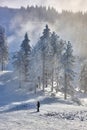 Spectacular ski slopes in the Carpathians,Poiana Brasov ski resort,Transylvania,Romania,Europe Royalty Free Stock Photo