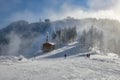 Spectacular ski slopes in the Carpathians,Poiana Brasov ski resort,Transylvania,Romania,Europe,Pine forest covered in snow on Royalty Free Stock Photo