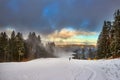 Spectacular ski slopes in the Carpathians,Poiana Brasov ski resort,Transylvania,Romania,Europe Royalty Free Stock Photo