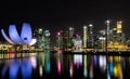 The spectacular skyline of Singapore at night Royalty Free Stock Photo