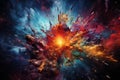 Spectacular Space colorful explosion. Powder color smoke