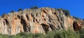 Spectacular stalactites and cave in rock climbing cliff Royalty Free Stock Photo