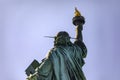 Spectacular statue of liberty of the Big Apple seen from behind, this monument is known as the lady of New York. Royalty Free Stock Photo