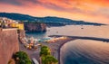 Spectacular summer cityscape of Meta, comune in the Metropolitan City of Naples, Campania region, Italy