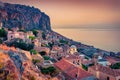 Spectacular summer cityscape of Monemvasia town.