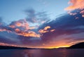 Spectacular sunrise seen from a cruise ship. Royalty Free Stock Photo