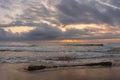 Spectacular sunrise sky over the beach of Gandia in Spain Royalty Free Stock Photo