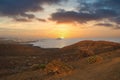 Spectacular sunrise from Yellow Mountain (MontaÃ±a Amarilla) in Tenerife. Royalty Free Stock Photo