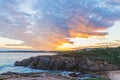 Spectacular sunset above the coast at Rocky Bay, Port Elliot Royalty Free Stock Photo