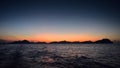 Spectacular sunset as viewed from Seven Commandos Beach at El Nido in Philippines