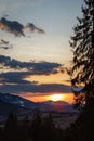 Spectacular sunset in Carpathians Mountains Royalty Free Stock Photo