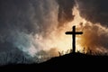 Spectacular sunset with a Christian cross Royalty Free Stock Photo