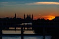 Spectacular sunset in the city of zaragoza