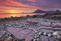 Spectacular sunset at the Elgol beach, Scotland Royalty Free Stock Photo