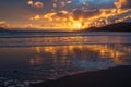 Spectacular sunset at Inch Beach, Ireland