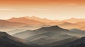 Spectacular Sunset Mountains: Warm Tonal Range, 8k Resolution Illustration