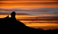 Vivid sky at nightfall on Roque Nublo, from Gran canaria island Royalty Free Stock Photo