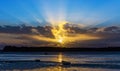 Spectacular sunset over boats at Sandbanks, Poole Harbour, Dorset Royalty Free Stock Photo