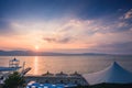 Spectacular sunset over Messina strait view from Reggio Calabria