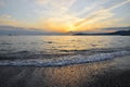 Spectacular sunset over the sea in Liguria Royalty Free Stock Photo