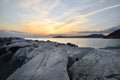 Spectacular sunset over the sea in Liguria Royalty Free Stock Photo