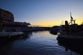 Spectacular sunset over the small port of Camogli Royalty Free Stock Photo