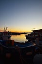 Spectacular sunset over the small port of Camogli Royalty Free Stock Photo