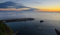 Spectacular sunset over the small port of Camogli Royalty Free Stock Photo