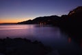 Spectacular sunset over the small port of Camogli Royalty Free Stock Photo