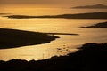 Sunset view of Ardmore and Turbot islands from famous scenic Sky Road, 15km looped drive starting in Clifden with numerous Royalty Free Stock Photo