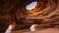 Spectacular sunset view of the Benagil Sea Cave in Algarve, Portugal, Europe Royalty Free Stock Photo