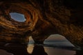 Spectacular sunset view of the Benagil Sea Cave in Algarve, Portugal, Europe Royalty Free Stock Photo