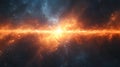Spectacular supernova explosion illuminates deep space with blue and orange nebula colors, stellar collision amid star. AI generat