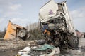 Spectacular tractor trailer crash