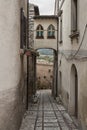 Spectacular traditional italian medieval alley in the historic center of beautiful little town of Spello Royalty Free Stock Photo