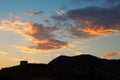 Spectacular twilight with the sun hidden in the clouds